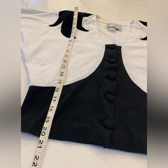 Vintage Western Shirt Women’s Size Medium Wide Sleeve White / Black Faux Suede. - Picture 3 of 12